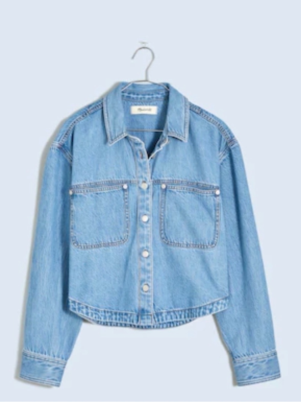 Madewell Light Blue Denim Cropped Shirt Jacket